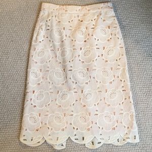 J. Crew COLLECTION High Waisted Ivory Floral Skirt
